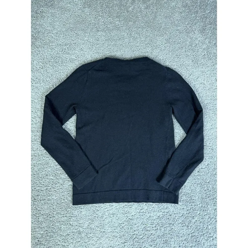 J.CREW Sweater Pullover Womens S Black Cotton Wool Nylon Lightweight Crewneck